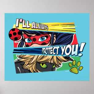 Affiche Miraculous Ladybug & Cat Noir toujours vous protég