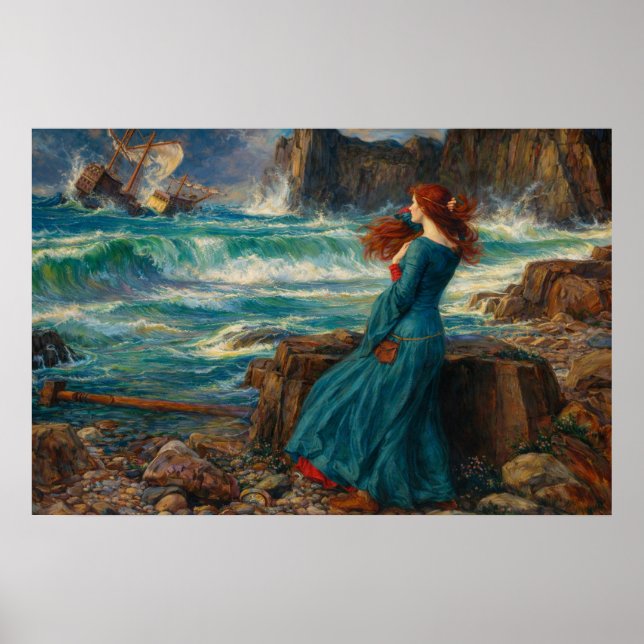 Affiche Miranda par John William Waterhouse (Devant)