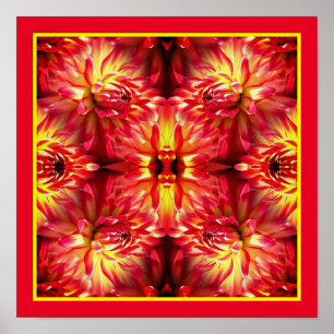 Affiche Miroir à fleurs de Dahlia rouge nature Abstraite