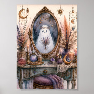 Affiche Miroir de fantôme fantaisiste Vanité Florale Whims