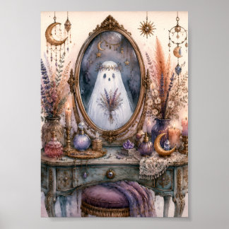 Affiche Miroir de fantôme fantaisiste Vanité Florale Whims