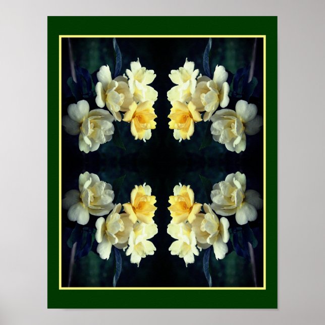Affiche Miroir de roses jaunes en floraison Abstrait (Devant)