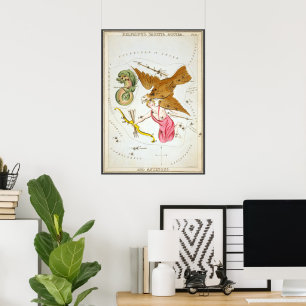 Affiche Miroir d'Urania, Carte céleste d'astronomie vintag