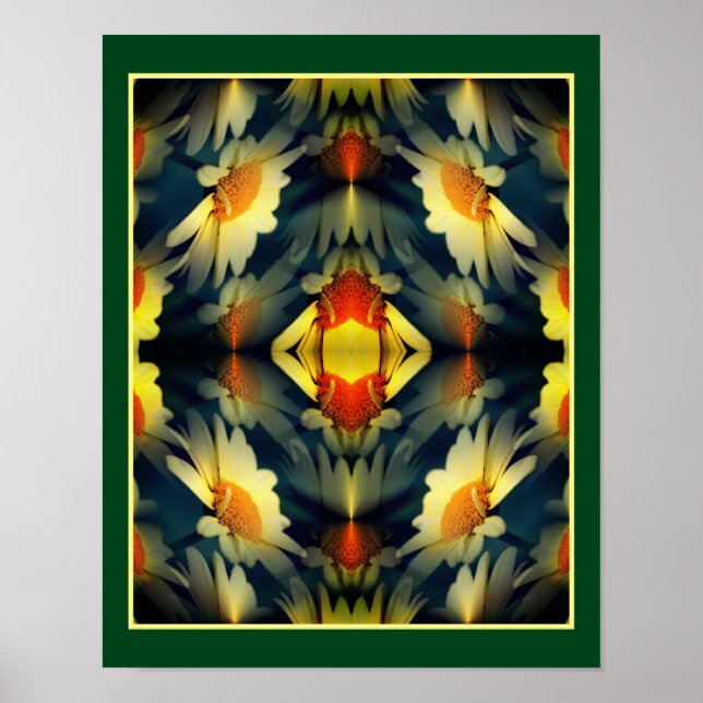 Affiche Miroir Fleur Jaune Fleur Abstrait (Devant)