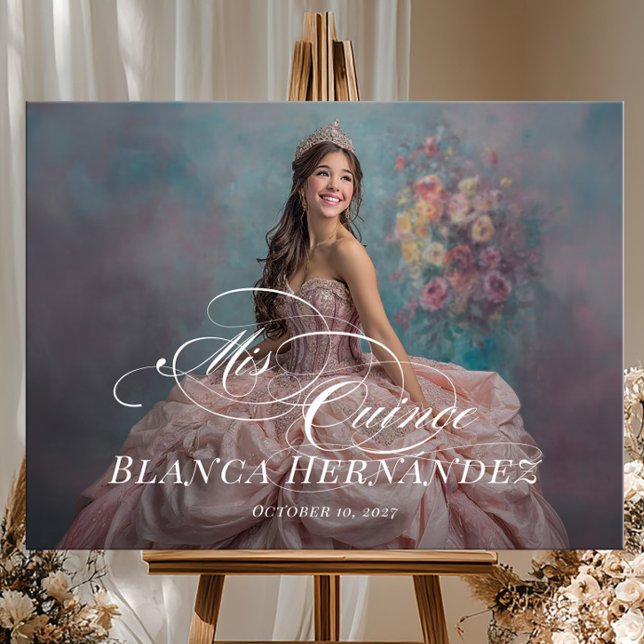 Affiche Mis Quince Quinceanera welcome sign with photo (Créateur téléchargé)