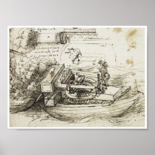 Affiche Mise à feu de mortier d'un bateau, Leonardo da
