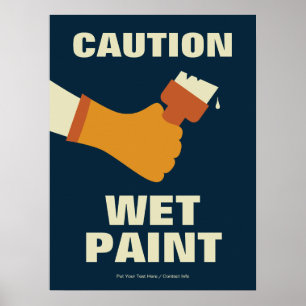 Affiche Mise en garde Peinture Humide Rétro Santé et sécur