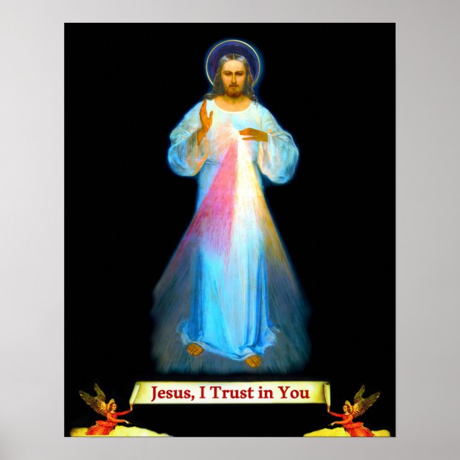 Affiche Miséricorde divine Jésus Faustina et Anges (Devant)