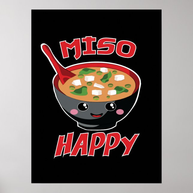 Affiche Miso Happy Funny Food Kawaii (Devant)