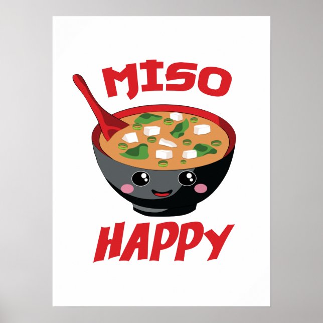 Affiche Miso Happy Funny Food Kawaii (Devant)