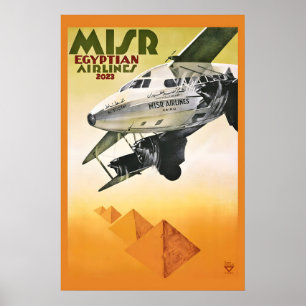 Affiche MISR Egyptian Airlines937 Pyramides Style Vintage