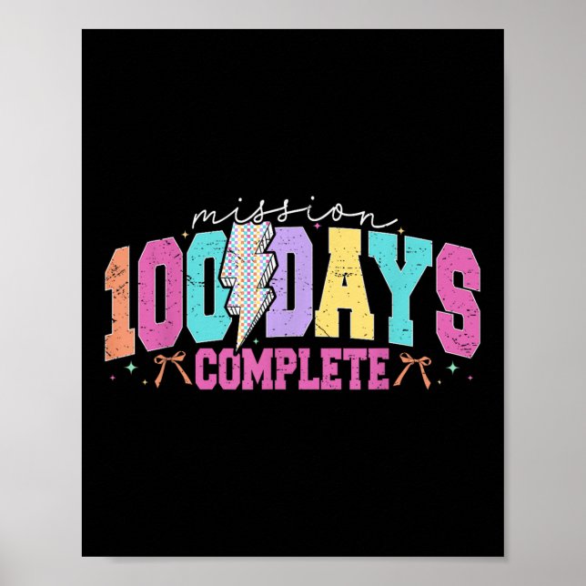 Affiche Mission 100 Jours Terminer Funny 100 Jours D'École (Devant)