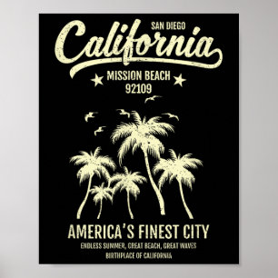 Affiche Mission Beach Ca 92109 Vacances D'Été San Diego C