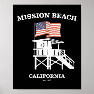 Affiche Mission Beach Shirt Retro San Diego California Bea