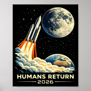 Affiche Mission lunaire Artemis ii 2026 les humains revien