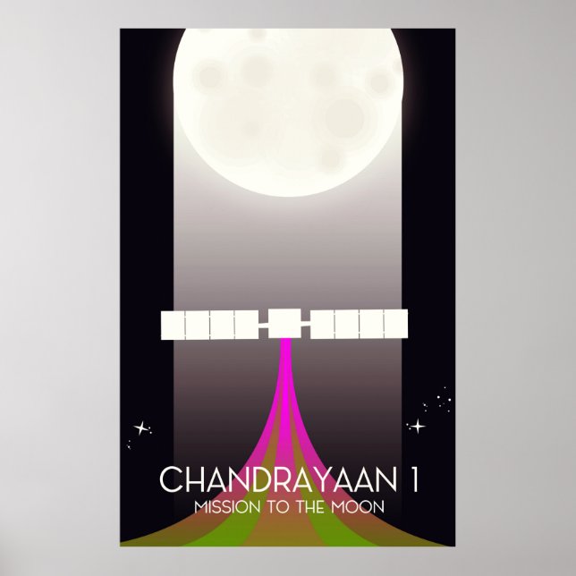 Affiche mission spatiale Chandrayaan-1 vers la Lune (Devant)