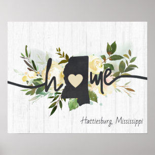 Affiche Mississippi État Personnalisé Maison Ville Rustiqu