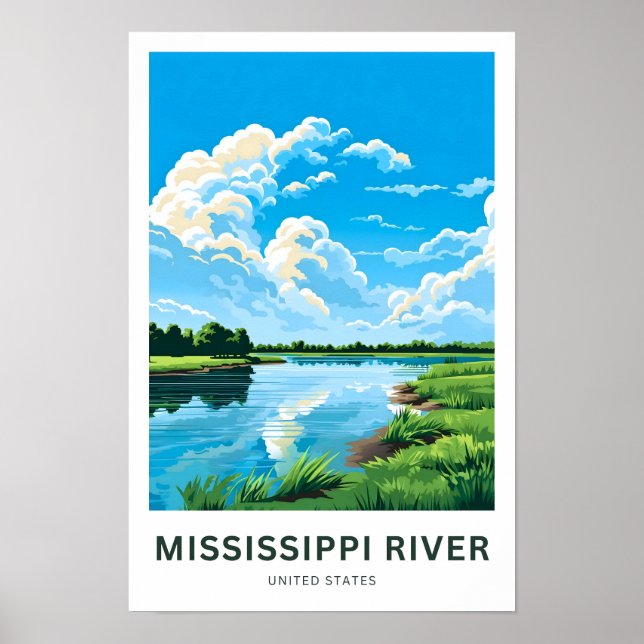 Affiche Mississippi River États-Unis Imprimer voyage (Devant)