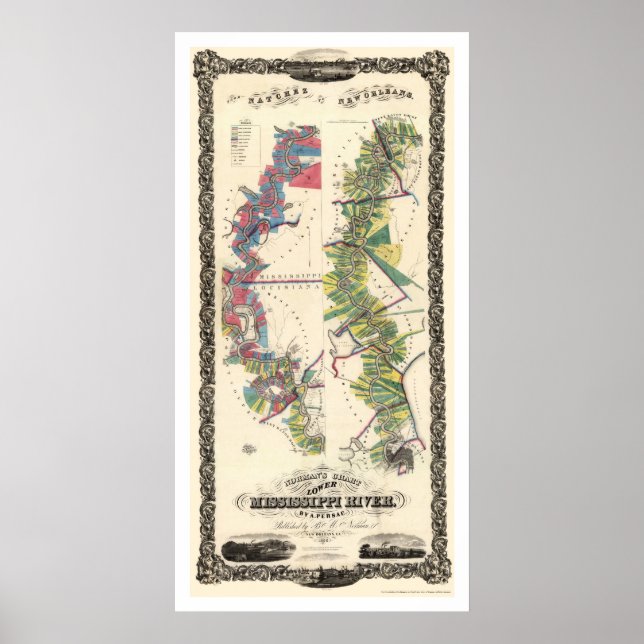 Affiche Mississippi River Map 1858 (Devant)