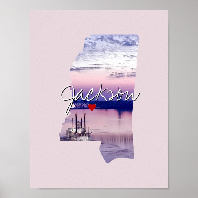 Affiche Mississippi State Photo insert and town name (Devant)