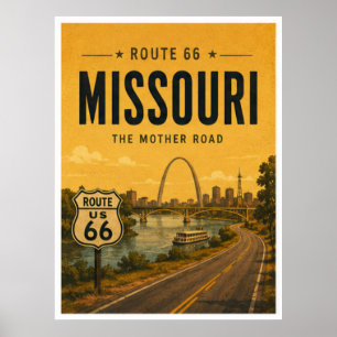 Affiche Missouri Route 66 Gateway River Art de Voyage