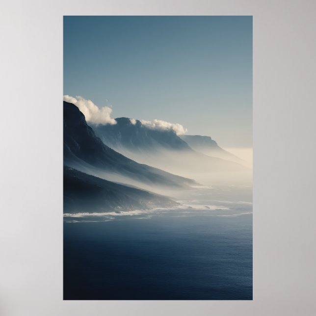 Affiche Mist-Covered Coastal Mountains Sunrise Glow (Devant)