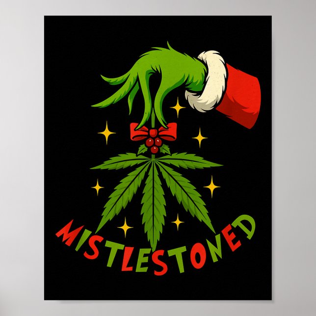 Affiche Mistlestoned Weed Leaf Funny Stoner Christmas  (Devant)
