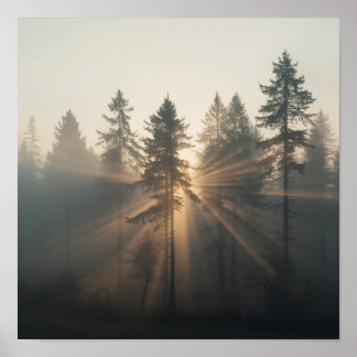 Affiche Misty Forest Morning Landscape