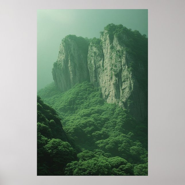 Affiche Misty Majesty : Tranquil Mountain Forestscape (Devant)