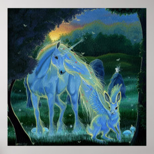 Affiche "Misty Midsummers Morning" Unicorn Canvas Imprimer