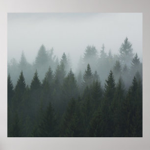 Affiche Misty Mountain Forest Brouillard d'automne