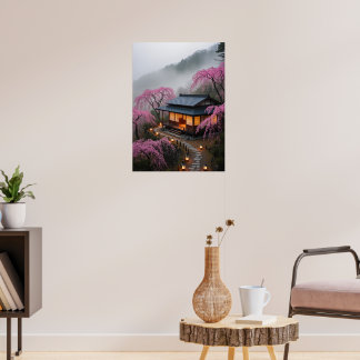 Affiche Misty Mountain Teahouse - Art Mur du Japon enchant
