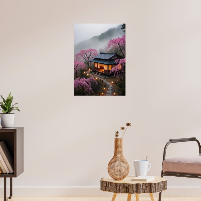Affiche Misty Mountain Teahouse - Art Mur du Japon enchant (Salon 3)