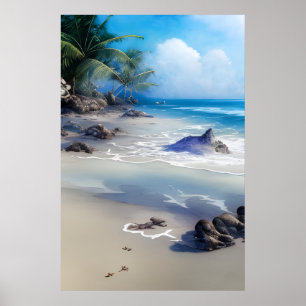Affiche Misty Tropical Beachscape Art Imprimer