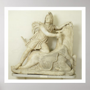 Affiche Mithras Sacrificing the Bull, relief de marbre, ro