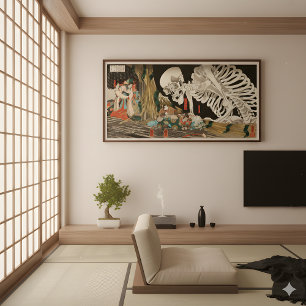 Affiche Mitsukuni défie le spectre des squelettes - Vintag