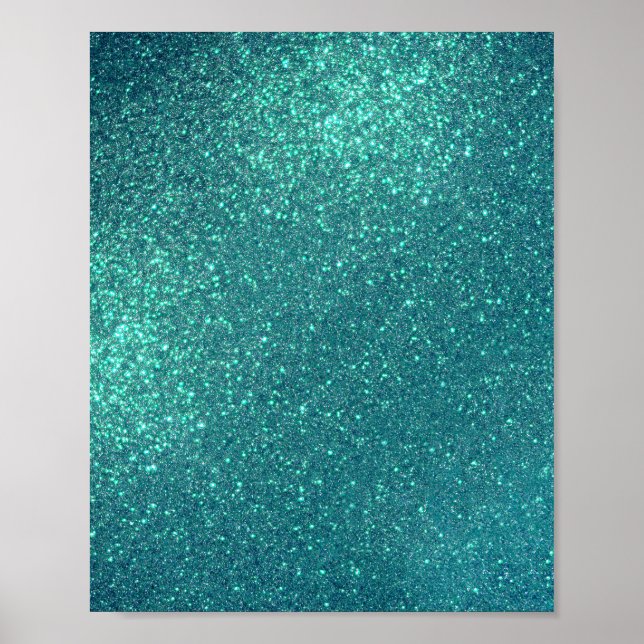 Affiche Mitter Chic Elegant Teal Blue Sparkly (Devant)