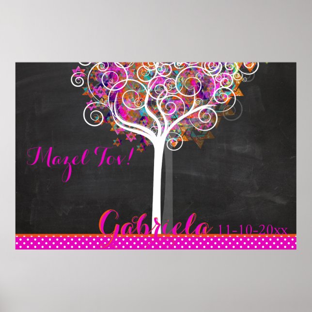 Affiche Mitzvah Chalkboard Tree of Life Se connecter Burea (Devant)