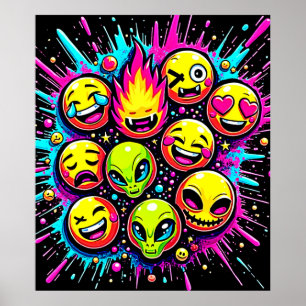 Affiche Mix Neon Funky Emoji