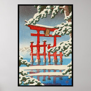 Affiche Miyajima dans Snow Hasui Kawase shin hanga art