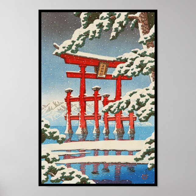 Affiche Miyajima dans Snow Hasui Kawase shin hanga art (Devant)