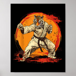 Affiche MMA Tigre Aquarelle Taekwondo Kickboxing Arts Mart