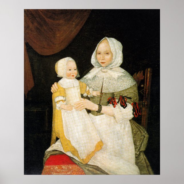 Affiche Mme Elizabeth Freake et Baby Mary, vers 1671-1674 (Devant)
