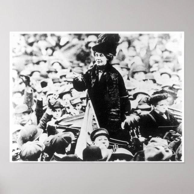 Affiche Mme Emmeline Pankhurst s'adressant à une foule (Devant)