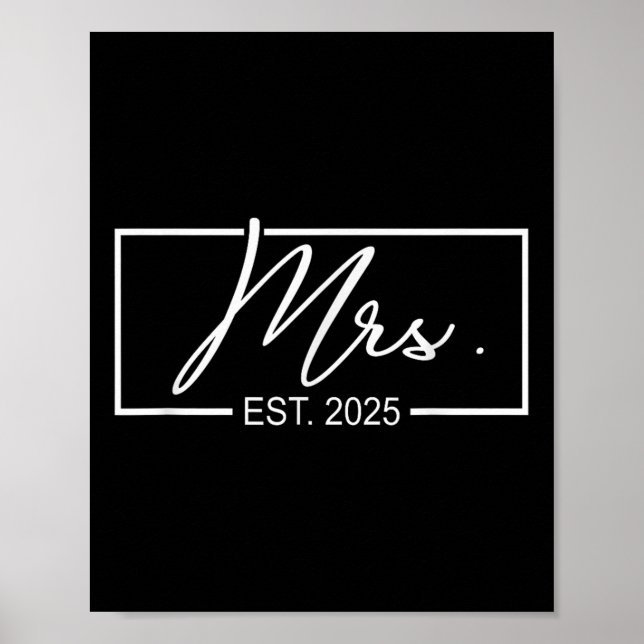 Affiche Mme Est. 2025 Femme Mariage Mariée, M. &amp ; (Devant)