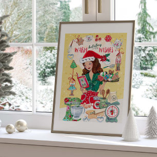 Affiche Mme Père Noël Chirstmas Nutcracker Cookies Cuisine
