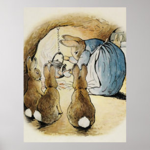 Affiche Mme Rabbit Pours Thé de Beatrix Potter
