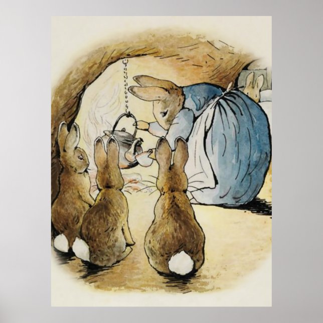 Affiche Mme Rabbit Pours Thé de Beatrix Potter (Devant)