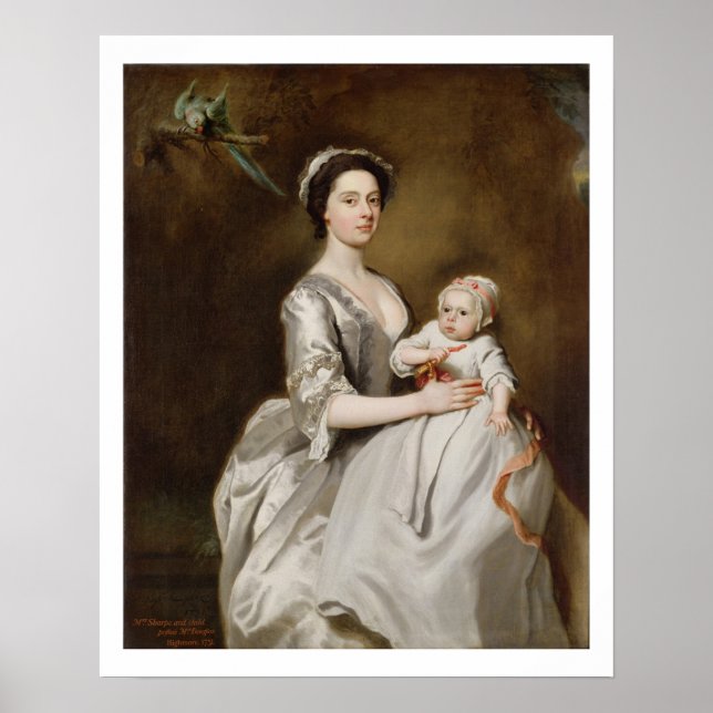 Affiche Mme Sharpe et Enfant, 1731 (huile sur toile) (Devant)
