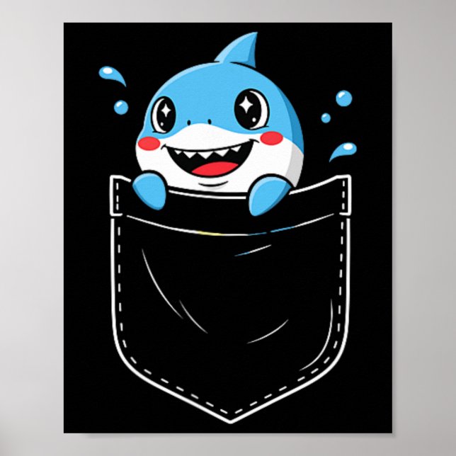 Affiche Mmème de poche de requin mignon drôle (Devant)